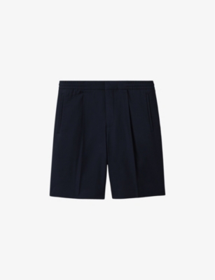Reiss Mens Navy Sussex Relaxed-fit Stretch Recycled Polyester-blend Shorts