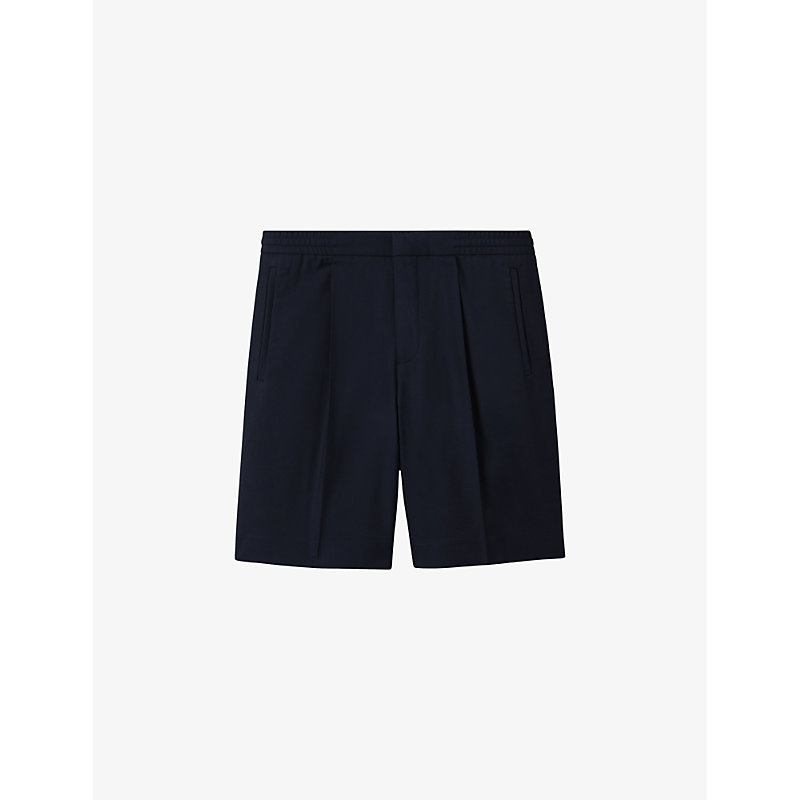 Reiss Mens Navy Sussex Relaxed-fit Stretch Recycled Polyester-blend Shorts