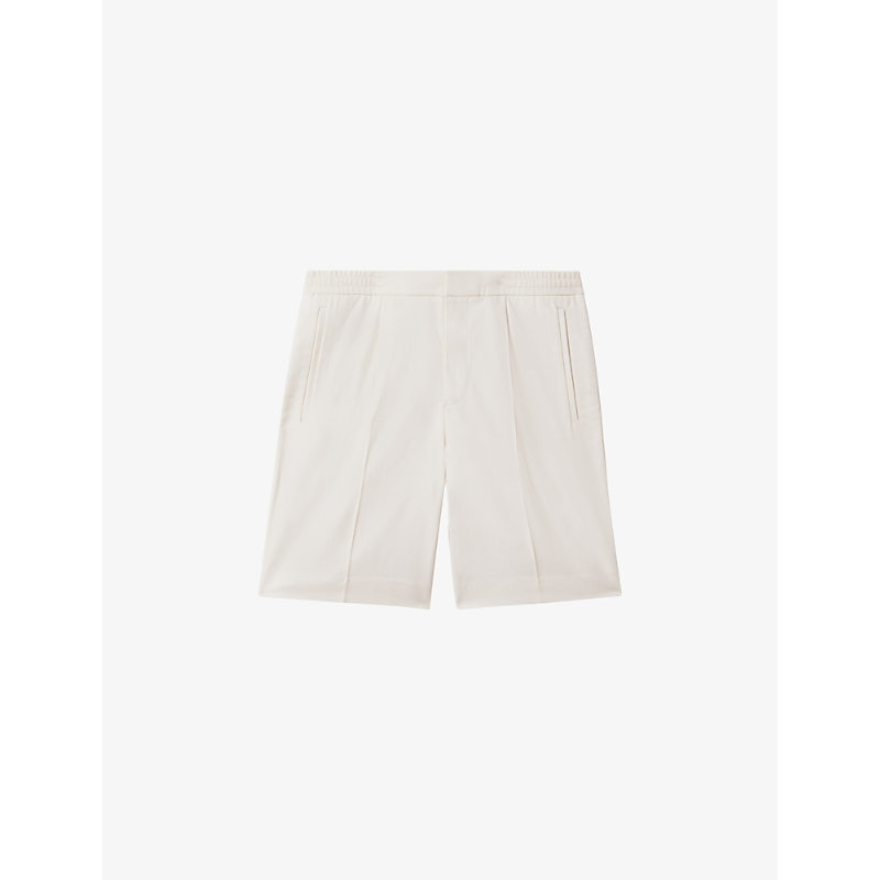 Reiss Mens White Sussex Relaxed-fit Stretch Recycled Polyester-blend Shorts