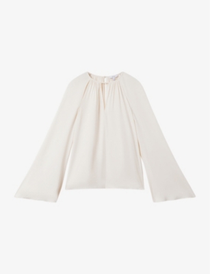 REISS: Gracie flute-sleeve stretch-woven top