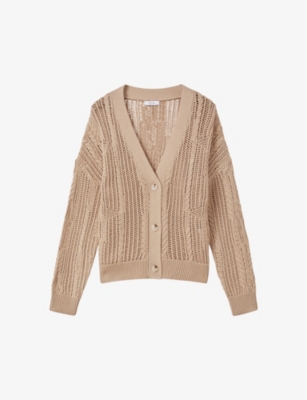 Shop Reiss Tiffany Open-stitch In Neutral