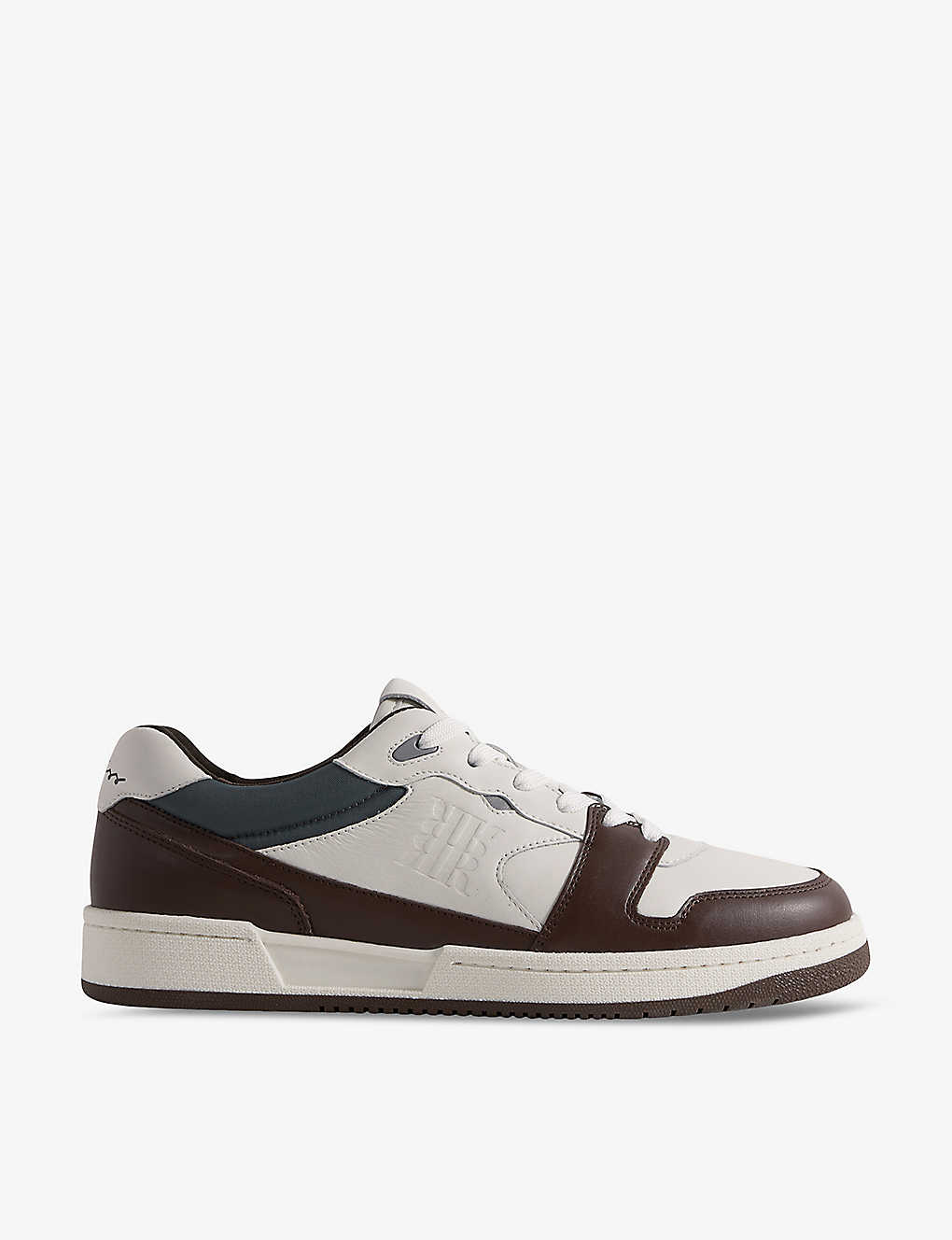 Reiss Mens Brown Astor Logo-embossed Low-top Leather Trainers