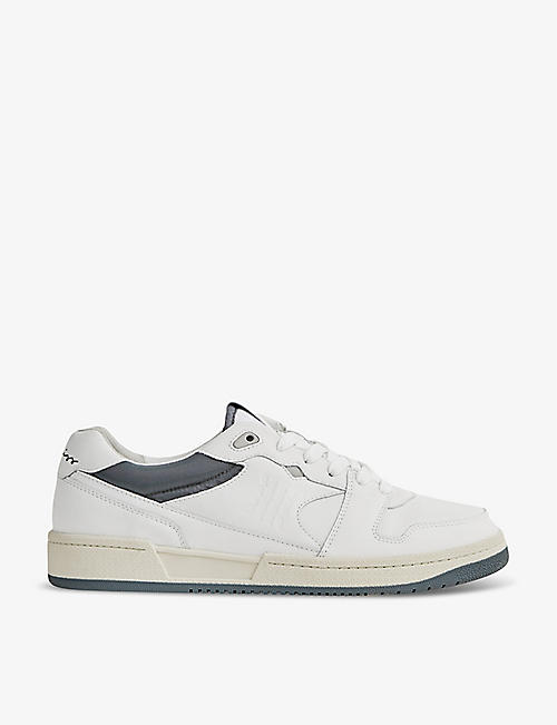 REISS: Astor logo-embossed low-top leather trainers