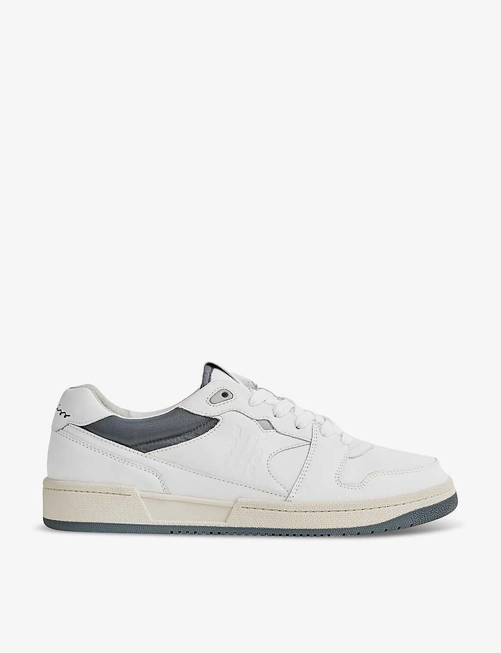 Shop Reiss Men's White Astor Logo-embossed Low-top Leather Trainers