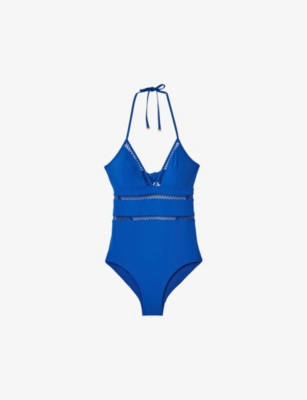 Buy Reiss White/Navy Willow Colourblock Belted Swimsuit from Next USA