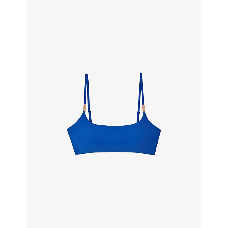 Reiss Womens Cobalt Blue Miley Square-neck Stretch-nylon Bikini Top