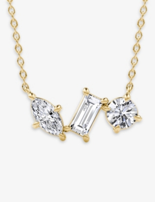 VRAI: Orion 14ct yellow-gold and 0.36ct round brilliant, marquis and baguette-cut lab-grown diamond necklace