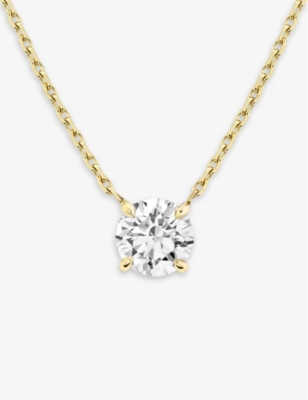 VRAI: Solitaire 14ct yellow-gold and 1.5ct lab-grown diamond pendant necklace