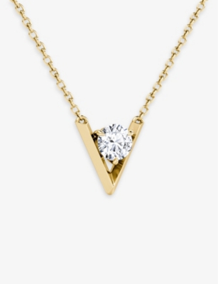 Shop Vrai Women's Yellow Gold Solitaire 14ct Yellow-gold And 0.10ct Brilliant-cut Diamond Pendant Necklac