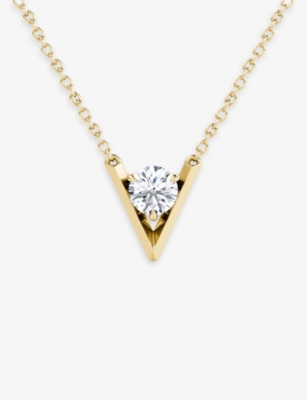 VRAI: Solitaire 14ct yellow-gold and 0.10ct brilliant-cut diamond pendant necklace