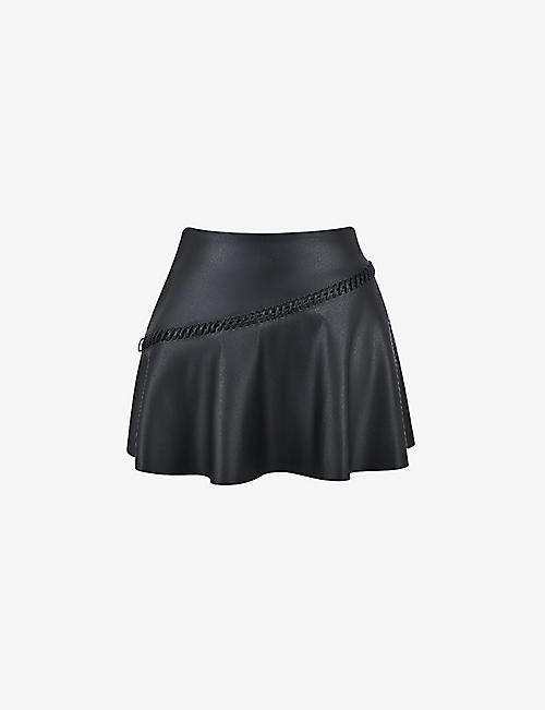 HOUSE OF CB: Nova braided-trim faux-leather mini skirt
