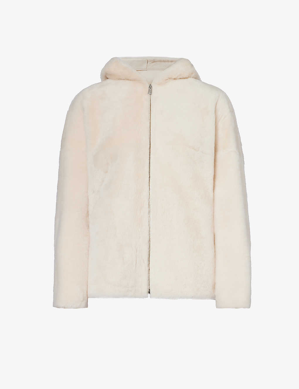 Yves Salomon Womens Meringue Brushed-texture Relaxed-fit Shearling Hooded Jacket