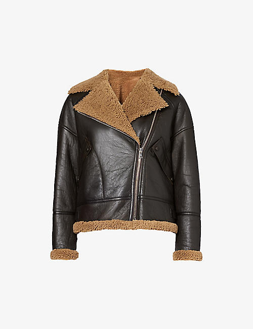 YVES SALOMON: Notched-lapel regular-fit shearling jacket