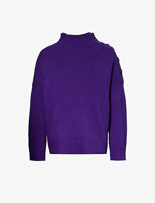YVES SALOMON: High-neck relaxed-fit wool and cashmere-blend knitted jumper