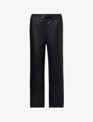 YVES SALOMON: Straight-leg relaxed-fit mid-rise leather trousers
