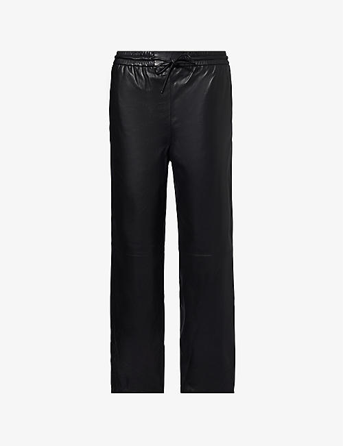 YVES SALOMON: Straight-leg relaxed-fit mid-rise leather trousers