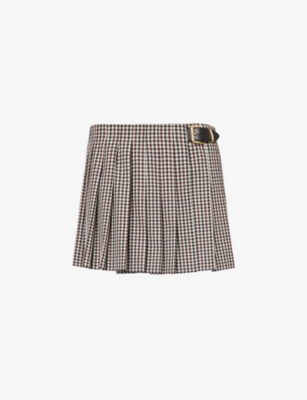 Womens pleated hotsell gingham skirt