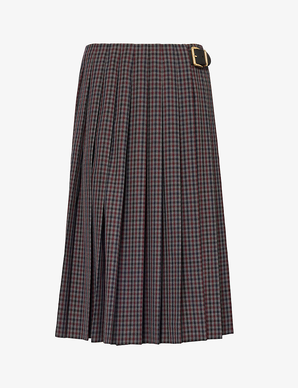 Miu Miu Logo-patch Wool Pleated Skirt In Granato