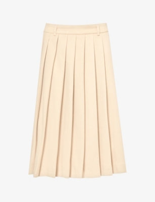 MIU MIU: Pleated wool-blend velour skirt