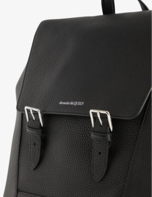 Shop Alexander Mcqueen Mens Black The Edge Leather Backpack