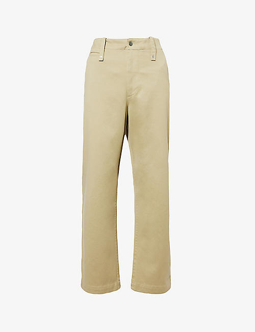 BURBERRY: Structured-waist mid-rise wide-leg relaxed-fit cotton trousers