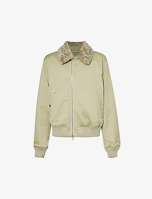 BURBERRY: Shearling-trim boxy-fit cotton jacket