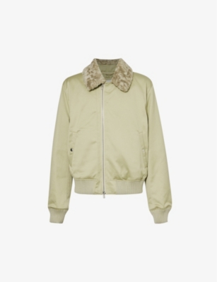 Burberry Shearling Trimmed Cotton Jacket In Brown