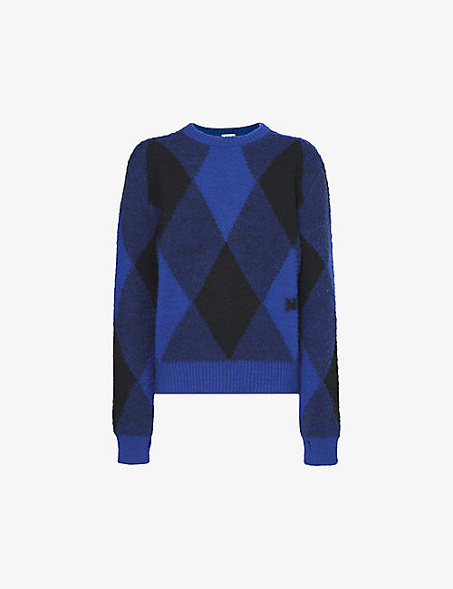 BURBERRY: Diamond-pattern crewneck wool jumper