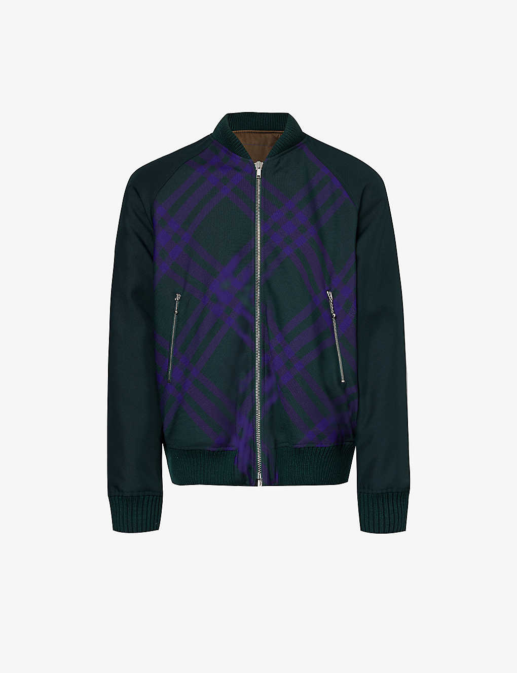 Shop Burberry Men's Deep Royal Ip Check Checked-pattern Reversible Twill Bomber Jacket