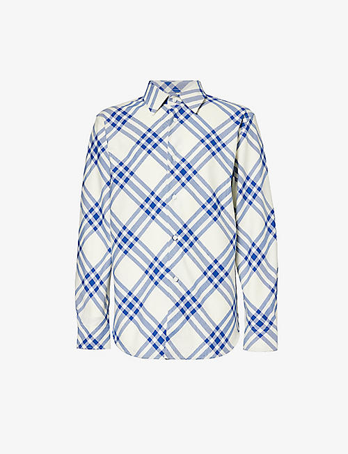 BURBERRY: Checked-pattern regular-fit cotton shirt