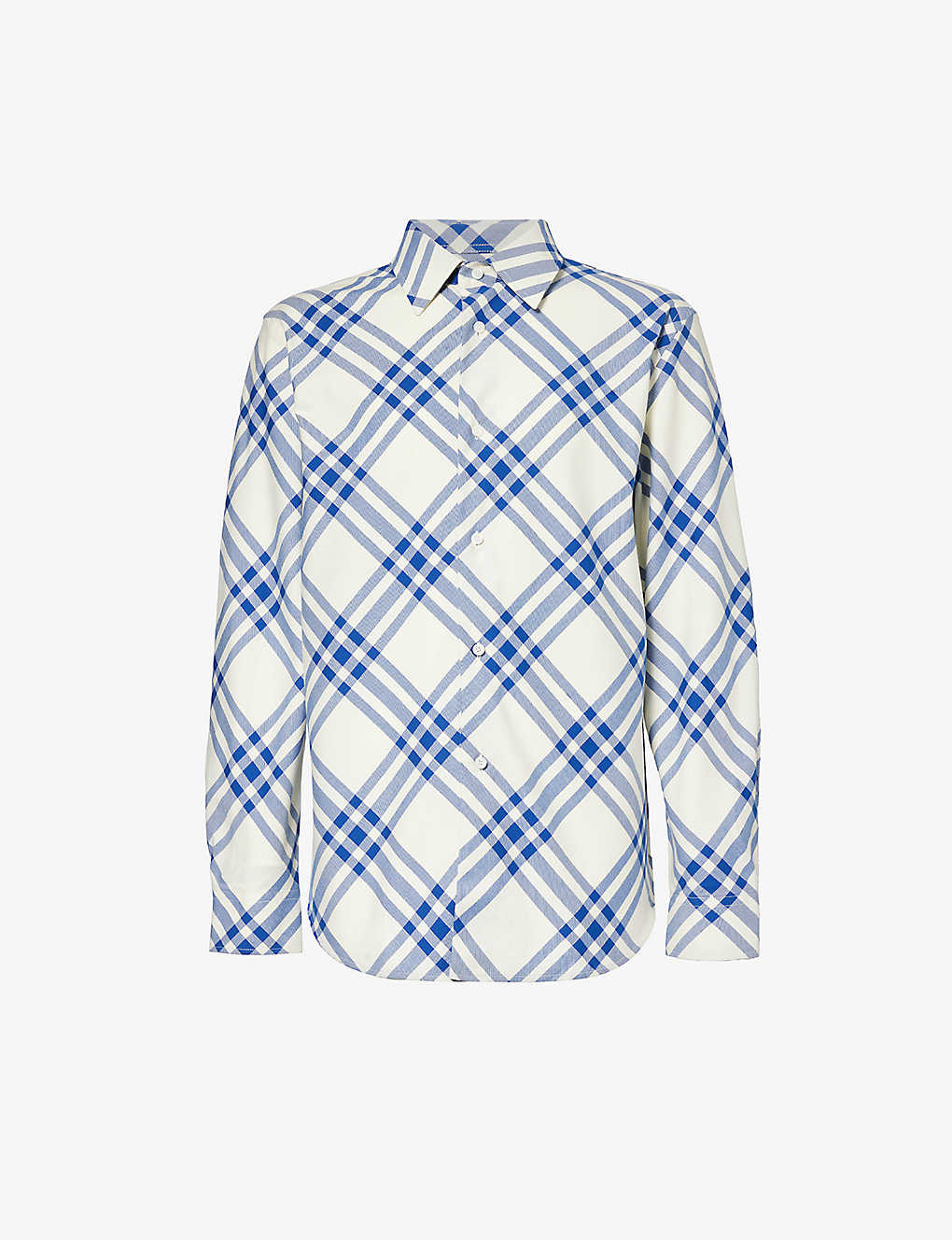 Shop Burberry Checked-pattern Regular-fit Cotton In Salt Ip Check