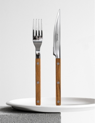 Shop Sabre Teak Bistrot Stainless-steel Cutlery Set Of 24