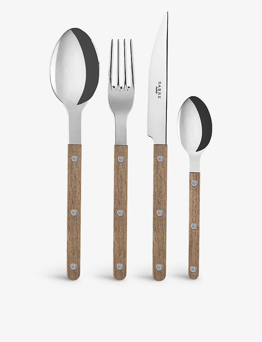 Sabre Teak Bistrot Stainless-steel Cutlery Set Of 24