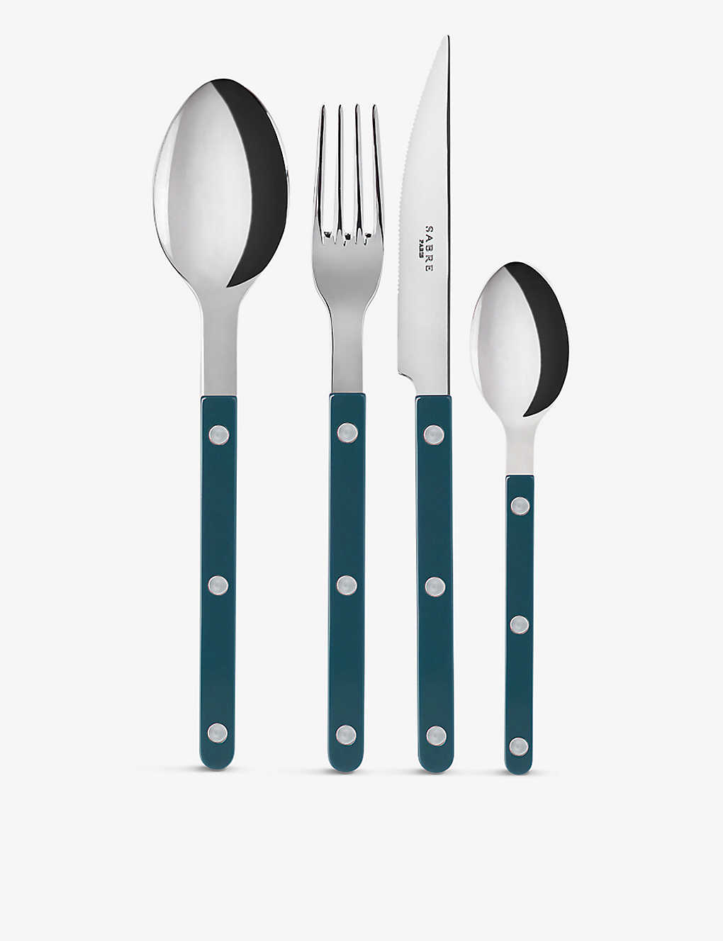 Sabre Bistrot Stainless-steel And Acrylic Cutlery Set Of Four In Aquamarine
