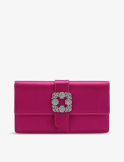 MANOLO BLAHNIK: Capri crystal-embellished satin clutch bag