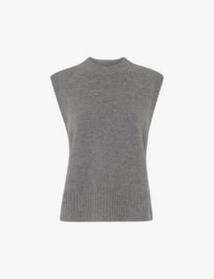 Whistles Womens Grey Sleeveless Relaxed-fit Wool Top In Grey