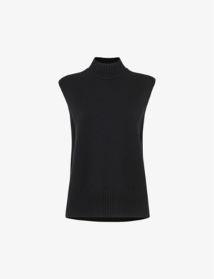 WHISTLES: Funnel-neck sleeveless wool top