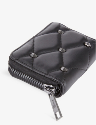 Shop The Kooples Black Quilted Stud-detail Leather Purse