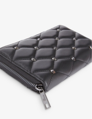 Shop The Kooples Black Studded Quilted Leather Wallet