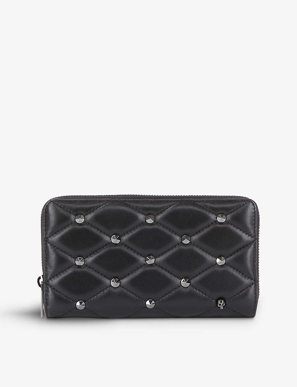 The Kooples Black Studded Quilted Leather Wallet