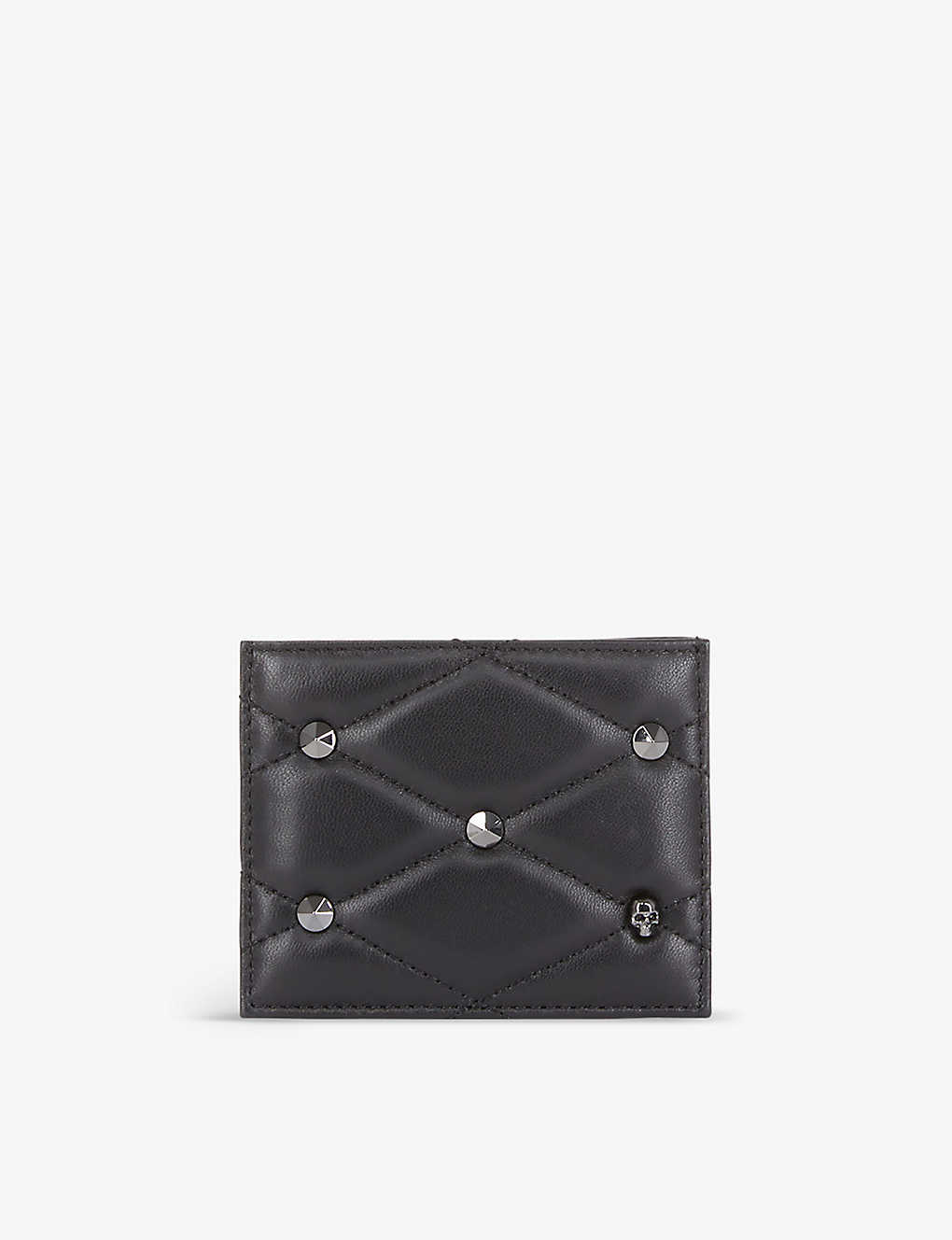 The Kooples Black Quilted Stud-detail Leather Card Holder