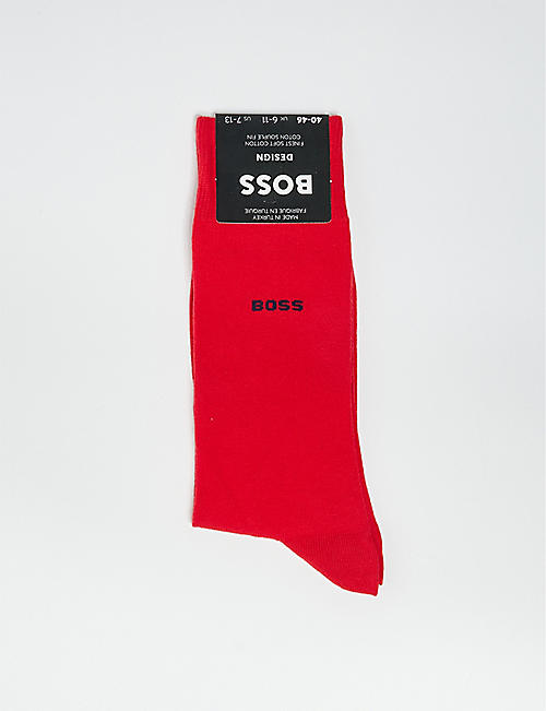 BOSS: Branded pack of four cotton-blend knitted socks