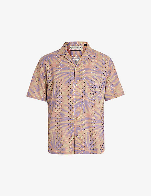 ALLSAINTS: Yukka graphic-print relaxed-fit embroidered cotton-blend shirt