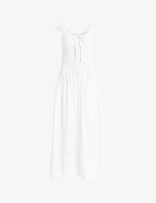 ALLSAINTS: Eliza smocked-detail woven maxi dress