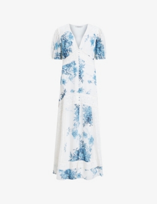 dinah dekorah lace floral maxi dress Lace-Trim Satin Floral Maxi Dress PINK/MULTI / XS main image 1