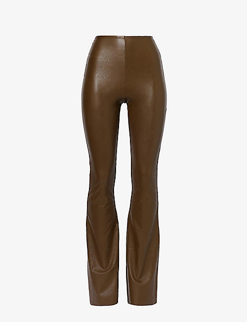 COMMANDO: Flared high-rise faux-leather leggings
