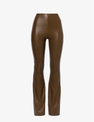 Commando Womens Cadet Flared High-rise Faux-leather Leggings In Brown