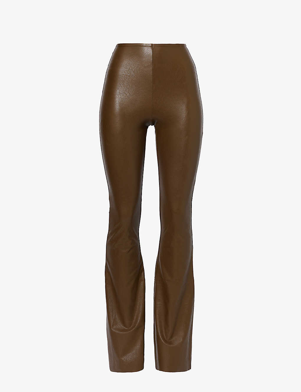 Commando Womens Cadet Flared High-rise Faux-leather Leggings In Brown