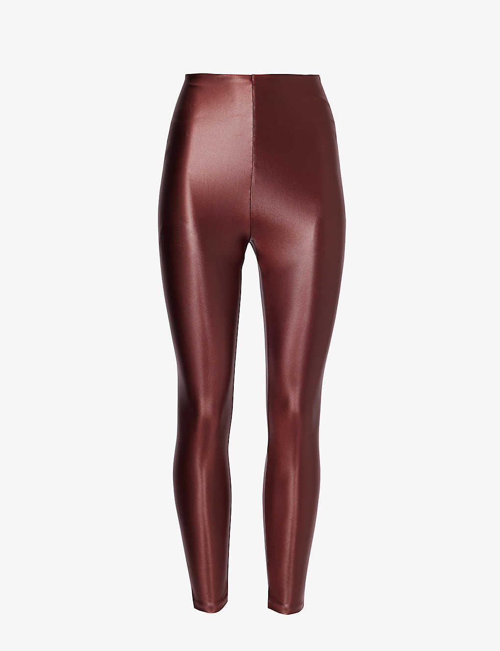 Commando Womens Copper High-waisted Faux-leather Stretch-woven Leggings In Brown