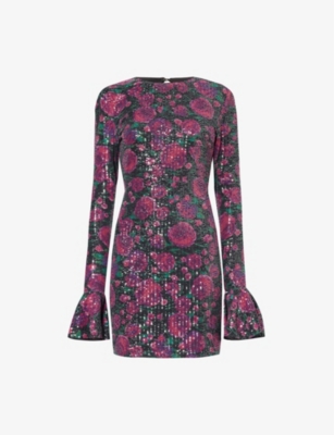 ROTATE BIRGER CHRISTENSEN: Sequin-embellished open-back recycled-polyester mini dress
